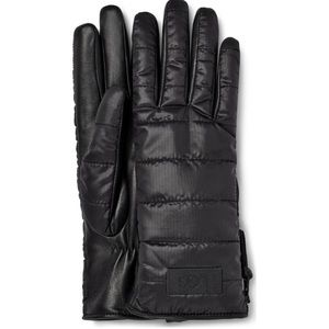 NWT UGG szS/M black quilted material and sheepskin leather winter gloves…
